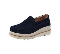 Générique Piattaforma da donna, da donna senza lacci, comoda per camminare, scarpe con zeppe, suola morbida antiscivolo, scarpe da ginnastica Lifestyle, città, a piedi, lavoro in piedi, blu, 37 EU