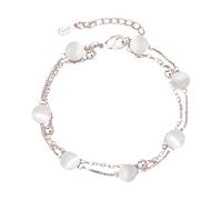 Générique Piccolo Argento Gioielli Donna Personality Fashion All Double Layer Mono Gioielli Classico Bracciale Bracciale Perla In Naturale Gioielli, Taglia unica, Plastica, Nessuna pietra preziosa