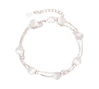 Générique Piccolo Argento Gioielli Donna Personality Fashion All Double Layer Mono Gioielli Classico Bracciale Bracciale Perla In Naturale Gioielli, Taglia unica, Plastica, Nessuna pietra preziosa