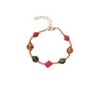 Générique Piccolo Nero Bracciale Placcato 8 Anelli Donne Naturale Nero E Rosso Quarzo Rutilated Gemstone With Birthday Jewelry (Heart And Ro Perline Colori Bracciale Gioielli, Taglia unica, Resina
