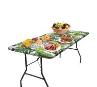 Générique Picnic Table Cover, Avocado Pattern Elastic Cloth, Waterproof Windproof Fitted Design, 6ft Camping Tables Protector, Road Trip Supplies for Outdoor Picnic Car Travel BBQ