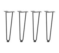 Générique Piedi a forcina per capelli, 4 pezzi, antracite, 42 cm | Pattini regolabili, viti incluse, acciaio termolaccato, design geometrico, tavolino, vassoio non incluso