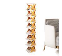 Générique Pieghevole Shoe Rack, Multi Tier Corner Organizer, Space Saving Vertical Storage, No Assembly Folding Design, Lightweight Sturdy Shelves, 10.43x10.04x50.98in, for Bathroom Entryway