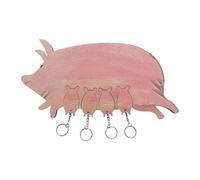 Générique Pig Key Holder - Wooden Wall Ornament, Hangable Entry Decor, Mounted Organizer Rack System | Decorative Front Door Cabinet Display Accessory, Stylish Home Entryway Storage Accent Use