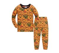 Générique Pigiama a maniche lunghe con stampa zucca per ragazzo, travestimento da notte comodo, abbigliamento per casa, travestimento carnevale 2-10 Y
