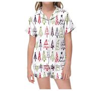 Générique Pigiama da bambino Set camicia e pantaloni per bambini Set pigiama di Natale con tasche di Natale (Purple,8-9 anni)