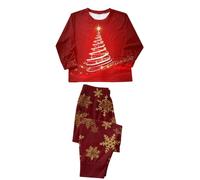 Générique Pigiama di Natale per bambini, vestito da sonno stampato festivo per genitori e bambini, comodo e morbido per le celebrazioni, ideale per serate in famiglia, rosso, 4 anni