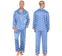 Générique Pigiama Sexy Donna Inverno Set Pantaloni Fluidi Donna Manica Lunga Con Retro Pigiama Casual Stampato Con Camicia Abbottonata E Pantaloni Larghi Confortevoli Babydoll Sleepwear