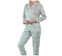 Générique Pijamas Donna Inverno Sexy Set 2 Pezzi Donna Elegante E Elegante Manica Lunga Con Retro Pigiama Casual Stampato Con Camicia Abbottonata E Pantaloni Larghi Confortevoli Babydoll Sleepwear