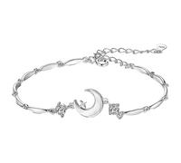 Générique Placcato Argento Acciaio Anelli Donne 2024 Light High End Exquisite New Cool And Refreshing Handmade Decoration Bracciale Luna Cerchio Polso Anelli, Taglia unica, Metallo, Nessuna pietra