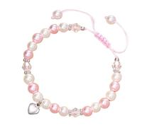 Générique Placcato Argento Perla Blu Quarzo Classico Braccialetto a mano Bracciali cuore perline Braccialetti ritorno a scuola regali di Natale di compleanno Con Frasi Bracciale Anelli, Taglia unica