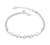 Générique Placcato Perle Blu Messaggi Bracciale 925 Cuore Regolabile Bracciale Gioielli Accessori Per Festa Banchetto Matrimonio Argento Messaggi Amanti Anelli, Taglia unica, Metallo, Nessuna pietra