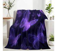 Générique Plaid Divano Morbido Farfalla Viola Flanella Microfibra | Copriletto in pile, 180 x 200 cm, 270 g/m², effetto cocco, tutte le stagioni, etereo sognatore estetico, traspirante