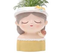 Générique Plant Pot - Head Planter | Flower Pot | Garden Head Plant Pot Outdoor Flower Planter, Flower Pot with Drenage Hole, Indoor Cute Lady Face Succulent Planter for Living Room, Home & Decor