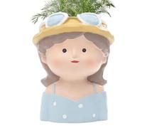 Générique Plant Pot - Head Planter | Flower Pot | Garden Head Plant Pot Outdoor Flower Planter, Flower Pot with Drenage Hole, Indoor Cute Lady Face Succulent Planter for Living Room, Home & Decor