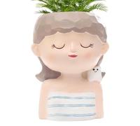 Générique Plant Pot - Head Planter | Flower Pot | Garden Head Plant Pot Outdoor Flower Planter, Flower Pot with Drenage Hole, Indoor Cute Lady Face Succulent Planter for Living Room, Home & Decor