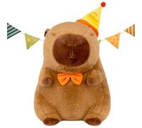 Générique Plush Animal, Birthday Capybara Toy with Hat, Soft Huggable Pillow Doll, Soothing Bedtime Companion, Compact Ideal for Sofa, Bed, Girls, Boys, Sisters, Teens and Classmate Gift Giving