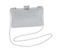 Générique Pochette decorata con strass | borsetta da sera lucida - pochette da sera dotata di una catena e di una maniglia, per matrimoni, serate, banchetti, cerimonie e, argento, Se référer au