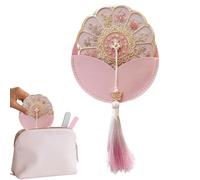 Générique Pocket Mirror - Flower Pattern Portable Makeup Accessory | Compact Travel Cosmetic Mirror for Women Girls Ladies Mothers Brides Students Professionals Office Car Handbag Everyday Use