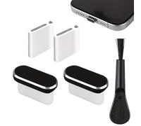 Générique Port Cover - ABS and Metal, 0,39 x 0,24 in Tipo C Dust Plug Protective Cap | Phone Charger Port Guard, USB C Plug Set with Cleaning Brush for Phones, Tablets, Travel, Palestra, Studio