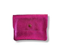 Générique Porta fogli in pelle italiana metalizzata, tasca per carta d'identità e porta carta di credito in pelle, taglia L, fucsia, porte carte d 'identité, Minimalista