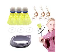 Générique Portable Badminton Trainer, Suspending Practice Aid, Nylon, Rubber, Foam, Elastic Training Equipment with Glowing Rebounder, Interactive Tool for Beginners, Indoor Outdoor Use, 8,2 x 6,5 cm