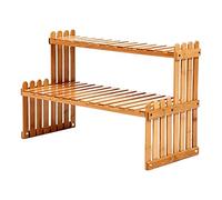 Générique Portafiori in Bambù | Supporto per interni da tavolo a 2 livelli per ufficio | Mensola per fiori da ufficio supporto per interni esterni casa patio prato giardino balcone