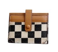 Générique Portafoglio compatto da donna, portafoglio in pelle bifold, piccola card, viola colore blocco, plaid in pelle bifold, motivo plaid con finestra ID per lo shopping, Incontri, viaggi, marrone,