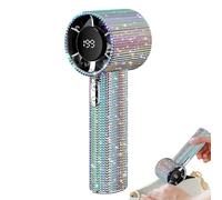 Générique Portatile Handheld Fan, Rhinestone Air Circulator, Quiet Mini Fan con LED Display, Ricaricabile Desk Cooler for Kids, Scuola, Vacation, Camping, Beach Days, 6,69 x 3,15 x 2,36 pollici