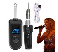 Générique Portatile Mic Trasmitter and Receiver, 10 Wireless Condenser Mic Adapter, Plug-on Transmitter for Chitar Bass Electric Instruments, Zinc Lega Plug and ABS Body