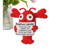 Générique Positive Handmade Crochet Lobster, Cute Animal Plush with Affirmation Card, Uplifting Incoraggiamento, 1 pezzo, for Teacher, Mom, Friends, Teens, Desk, Travel More