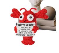 Générique Positive Handmade Crochet Lobster, Motivational Crochet Animal Doll with Affirmation Card, Incoraggiamento Toy for Teachers, Mamme, Amici, Teens, Presents Idea 3,35x1,57 inch