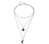 Générique Practical ProcessedMultistrato Luna Ciondolo Collana Turchese Donna Elegante Collana Gioielli Regalo