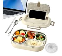 Générique Pranzo Box | Leak Proof Lid Boxes with Lock Clip | Stainless Steel Reusable Food Container for School Camping Spring Trip Commuting Fruits Soup Snack Vegetables