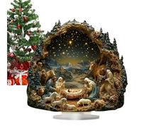 Générique Presepe de - Design piatto | Decorazione per la casa - Design piatto 2D per presepe e padre da 15,2 cm con base, include un pannello, regalo perfetto per una festa di Capodanno 2025 e