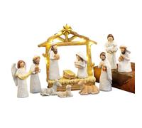 Générique Presepe di Natale completo | Presepe in resina con stalla - Decorazione per casa per ufficio, camera da, appartamento, decorazione stalla di Natale, casa, scuola, compleanno