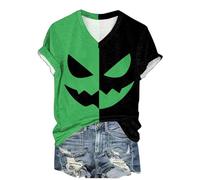 Générique Problema risolto T Shirt Donna Scollo V Rotondo Costume Halloween Bloody Top con Spruzzi Problem Solved Costume, B-Light Verde, M