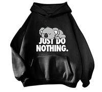 Générique Pullover in pile da donna con motivi senza cappuccio da donna carino con cappuccio per adolescenti con cappuccio camicetta di grandi dimensioni, Le Noir, M