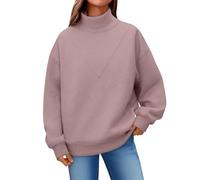 Générique Pullover in pile da donna senza cappuccio, felpa da donna oversize con collo alto, a collo alto, primavera, autunno, top, tinta unita, pullover confortevole, a maniche lunghe, chic, Viola