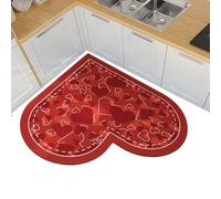 Générique Quick Drying Bath Mat - Red Love Non-Slip Floor Mat, Super Absorbent Bathroom Carpet | Romantic Design, Ideal for Bathroom Kitchen Floor Door, Soft Comfortable Anti-Slip Mats, 60 x 60 x 1 cm