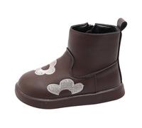Générique Ragazza Marrone Punta A Punta A Punta Stivali Più Velvet Pantaloncini Stivali Bambini Side Zipper Boots Baby Children's Pantaloncini Stivali Ragazza Argento Punta Cap Stivali, marrone, 23.5