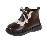 Générique Ragazza Multicolore Inverno Stivaletti Velvet Warm Short Boots Korean Style Side Zipper Versatile Soft Bottom Non Cotton Shoes Bambini Stivali Ragazza Bianco Punta Rotonda Stivali, marrone