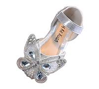 Générique Ragazza Oro Punta Composita Sandali abito spettacolo di danza principessa scarpe perline strass arco Ragazza Verde Punta Tagliata Sandali, argento, 30 EU