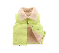 Générique Ragazzi Cappuccio Pelliccia Inverno Velvet Waistcoat Girls Autunno And Inverno Clothing Vest Fleece Top Baby Warm Gilet Outside Plaid Maglione Ragazzi, verde, 5-6 Anni