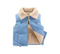 Générique Ragazzi Cappuccio Pelliccia Inverno Velvet Waistcoat Girls Autunno And Inverno Clothing Vest Fleece Top Baby Warm Gilet Outside Plaid Maglione Ragazzi, blu, 6-7 Anno