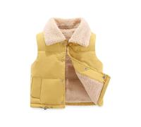 Générique Ragazzi Cappuccio Pelliccia Inverno Velvet Waistcoat Girls Autunno And Inverno Clothing Vest Fleece Top Baby Warm Gilet Outside Plaid Maglione Ragazzi, oro, 5-6 Anni