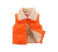 Générique Ragazzi Cappuccio Pelliccia Inverno Velvet Waistcoat Girls Autunno And Inverno Clothing Vest Fleece Top Baby Warm Gilet Outside Plaid Maglione Ragazzi, arancione, 6-7 Anno