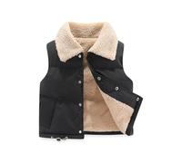 Générique Ragazzi Cappuccio Pelliccia Inverno Velvet Waistcoat Girls Autunno And Inverno Clothing Vest Fleece Top Baby Warm Gilet Outside Plaid Maglione Ragazzi, Le Noir, 7-8 Anni