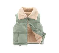 Générique Ragazzi Cappuccio Pelliccia Inverno Velvet Waistcoat Girls Autunno And Inverno Clothing Vest Fleece Top Baby Warm Gilet Outside Plaid Maglione Ragazzi, Verde menta, 7-8 Anni