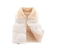 Générique Ragazzi Cappuccio Pelliccia Inverno Velvet Waistcoat Girls Autunno And Inverno Clothing Vest Fleece Top Baby Warm Gilet Outside Plaid Maglione Ragazzi, bianco, 7-8 Anni